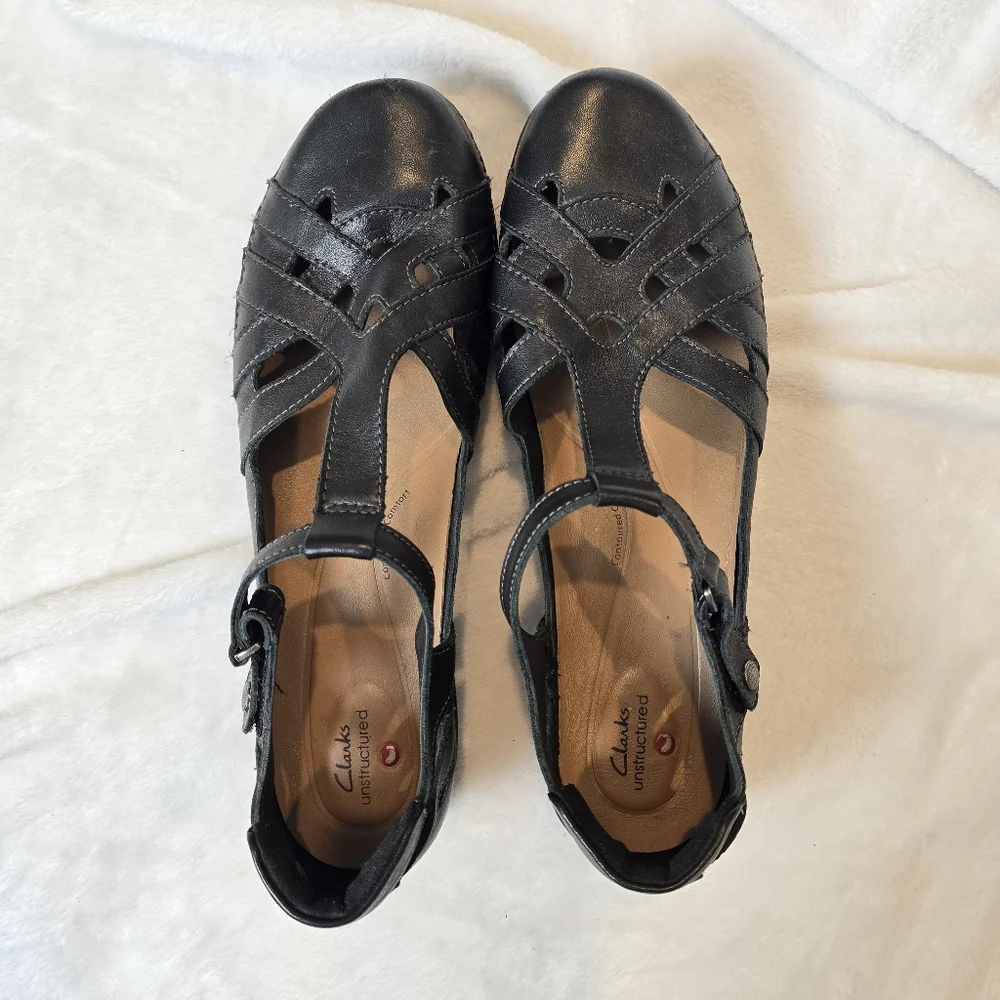 Clarks Unstructured Womens Black  Cora Dream T-strap Mary Jane 11